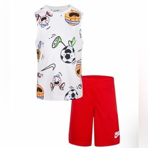 NIKE LITTLE BOYS NIKEMOJI MUSCLE T-SHIRT & SHORTS